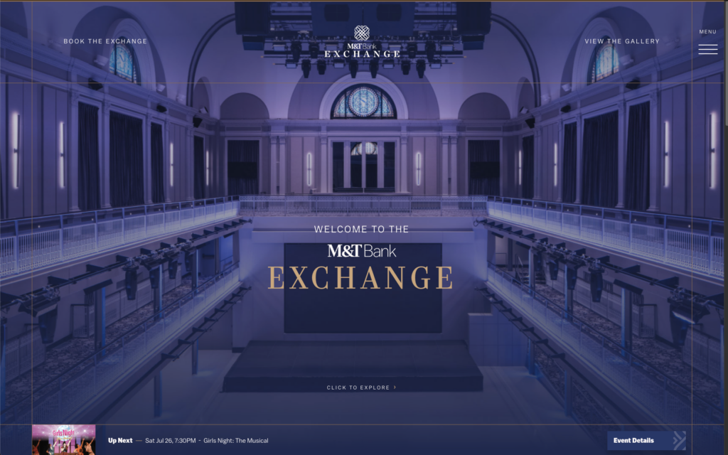 A screenshot of the M&T Bank Exchange homepage built by WP Engine agency partner Drexler